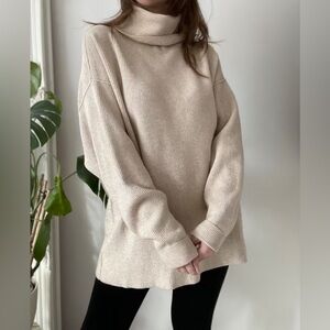 Free people Softly Structured Cozy Cream Turtleneck Sweater